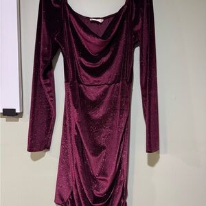 Altar'd State Sparkling Plum Long Sleeve Dress